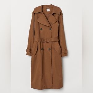 H&M Oversized Brown Double Breasted Trench Coat Jacket XS Small